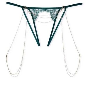 Vs very sexy Delicate chain Crotchless Panty Size Large NEW Deep Green